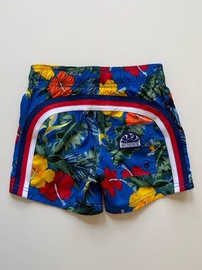 Sundek Boys REPREVE® Elasticized Waist Floral Print Swim Shorts, Over Sky - Sz 4